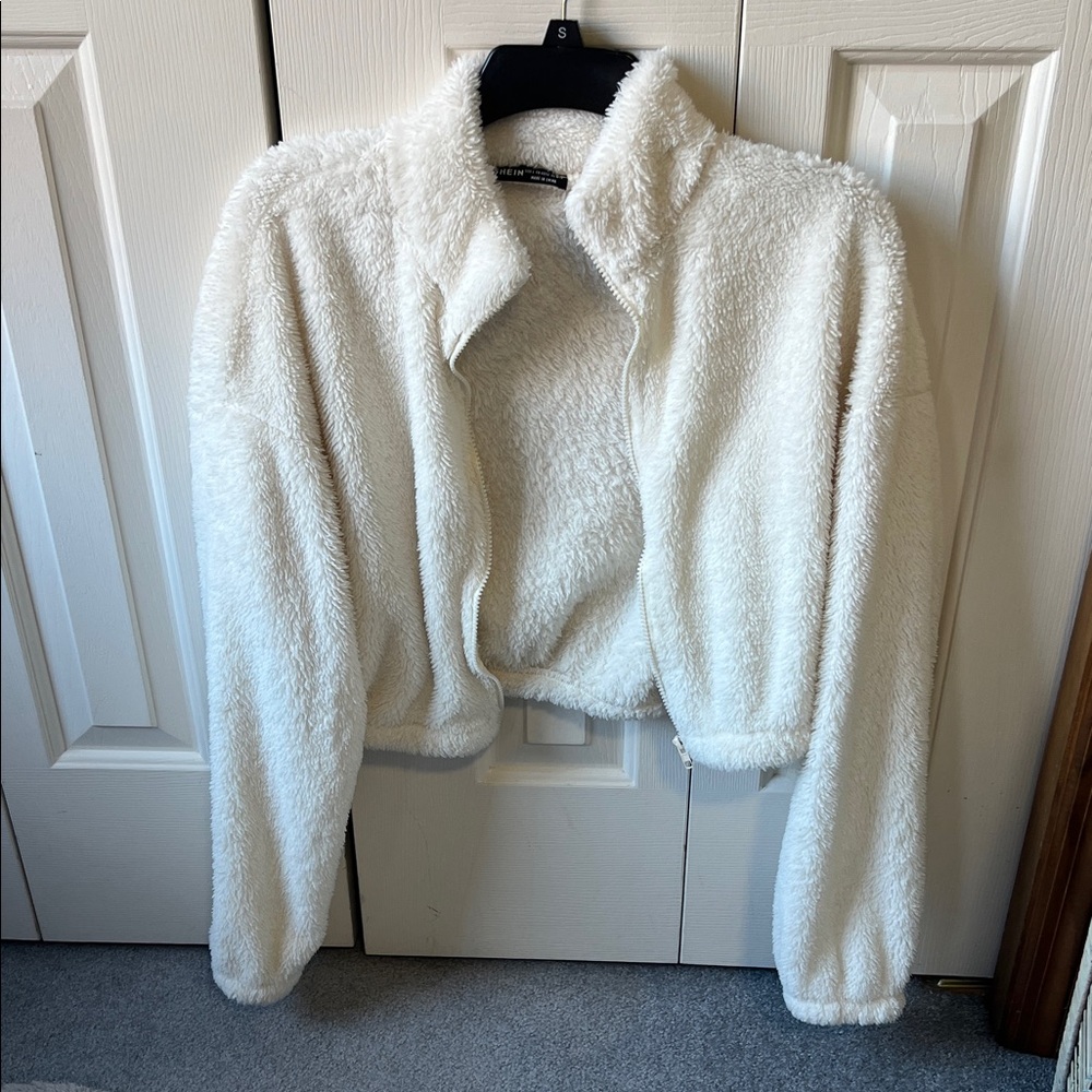 SHEIN Cream Teddy Jacket for Women